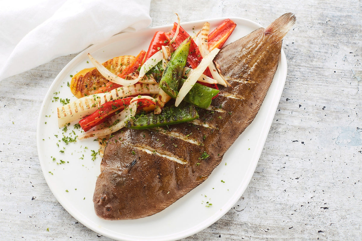 Grilled sole fillet with vegetables on the BBQ – Barbecook