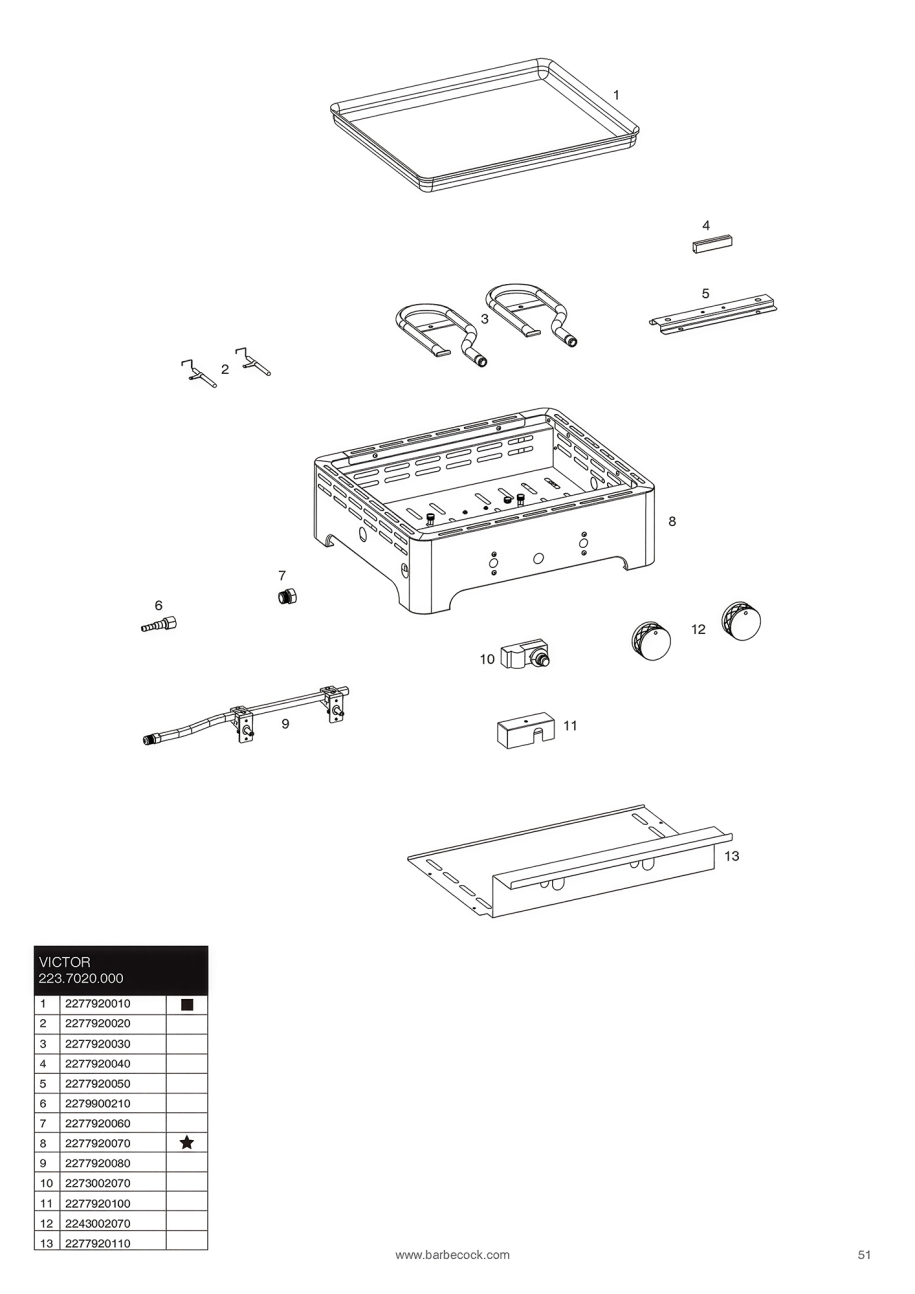 Spare parts Victor plancha